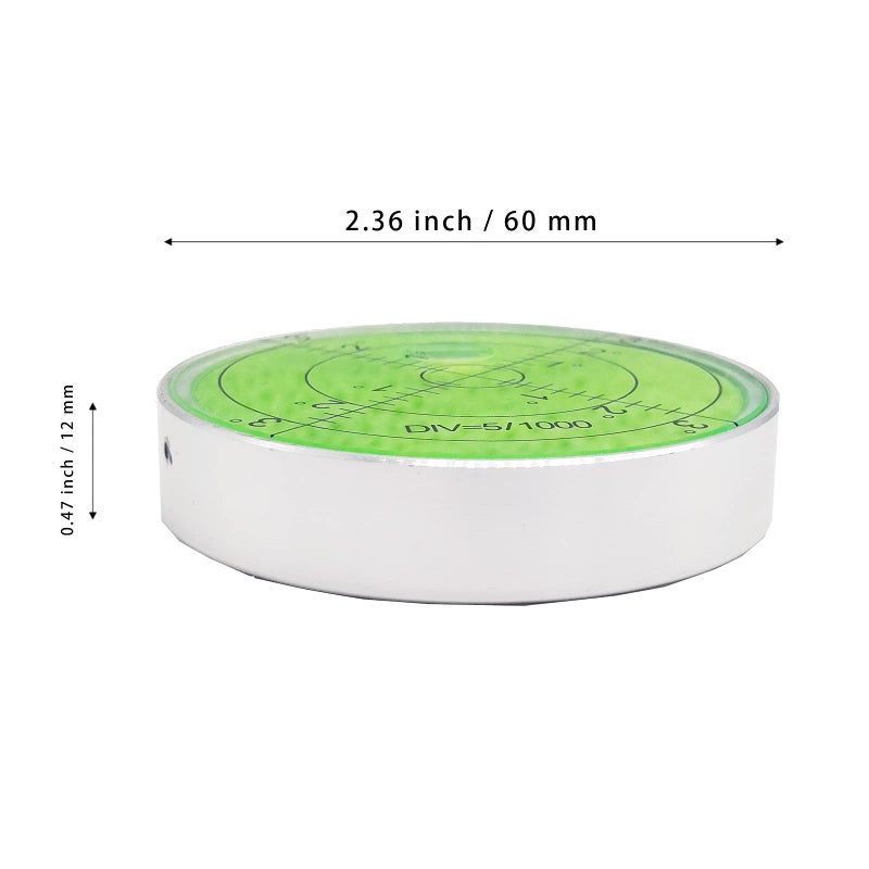 GEONASSUR Aluminium High Precision Horizontal Leveler Bubble Level Tool Circle Round 2.4 Inch 60mm (Silver Green) - Image 5